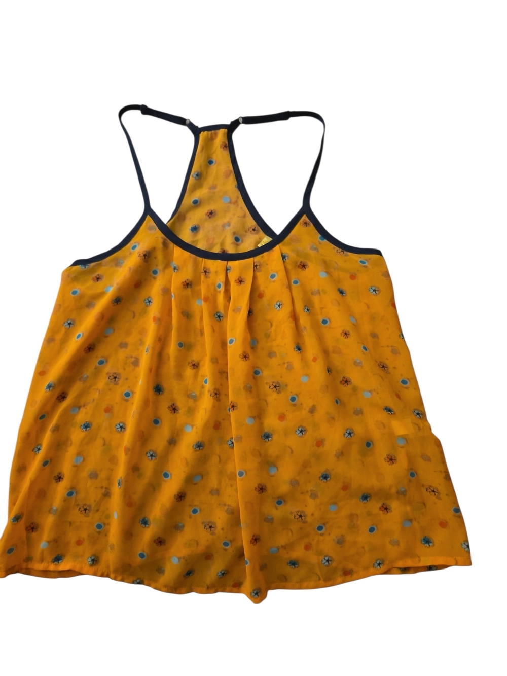 NWOT Princess Vera Wang Racerback Tank Top Floral Orange Navy Blue Juniors Small